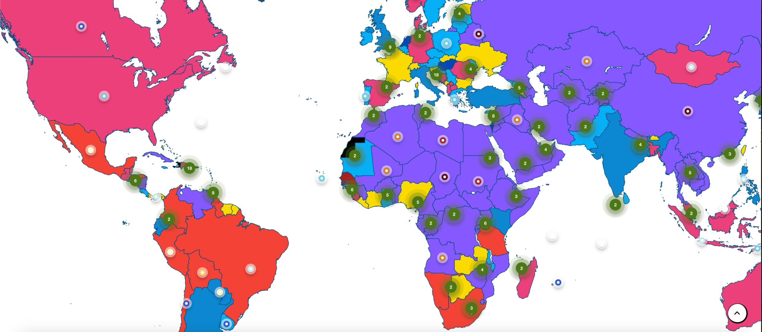 Mapa dos líderes mundiais